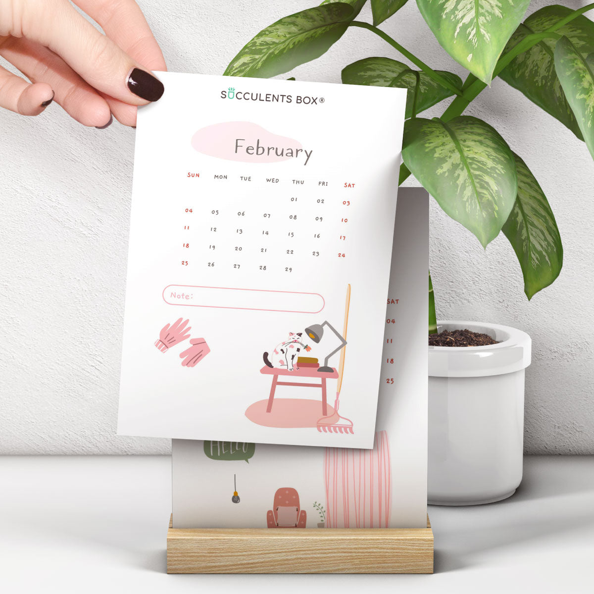 succulent desk calendar Free Printable: 2024 Calendar