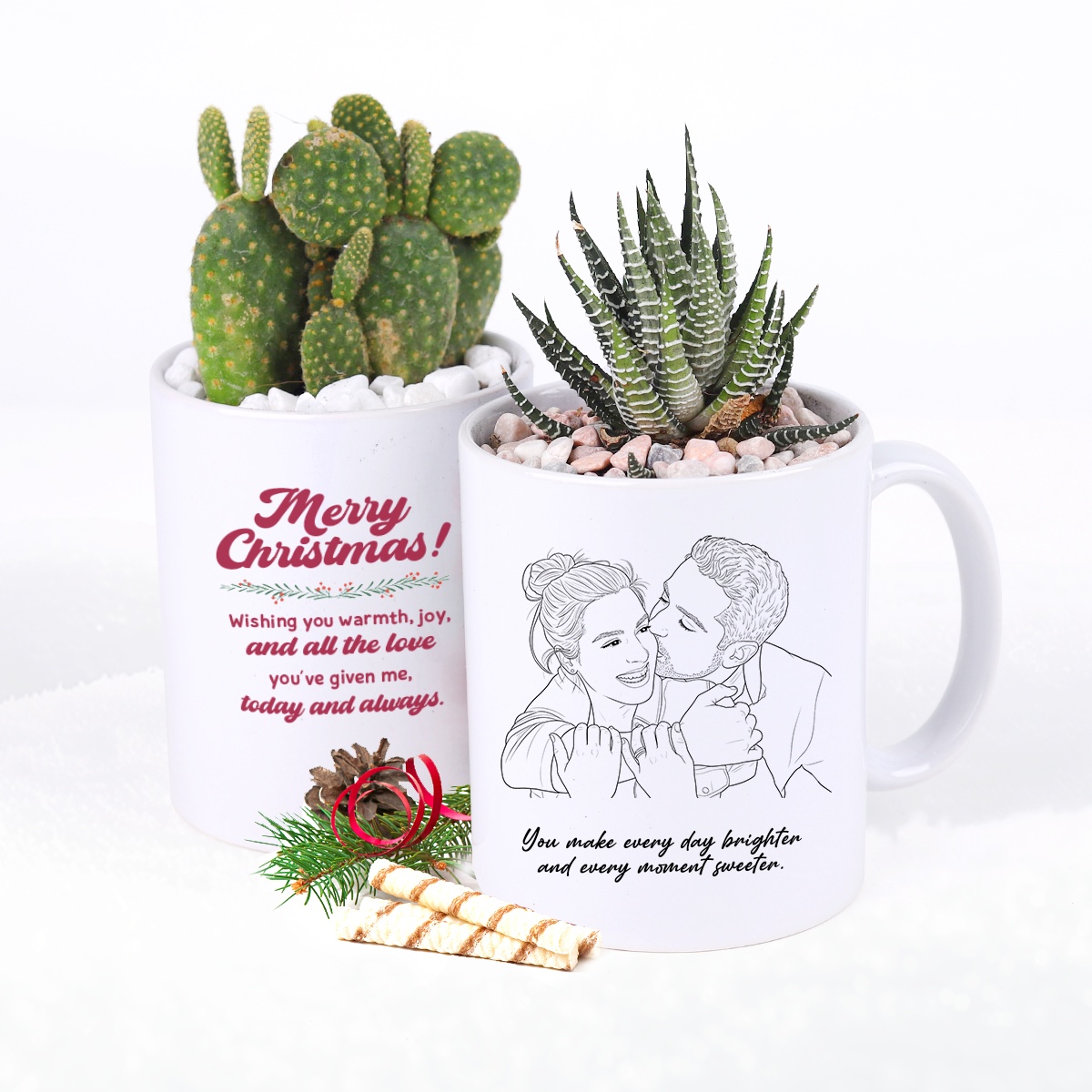 personalized succulent gift Personalized Plant Gift Set - Custom Ceramic Pot with 4-inch Succulent