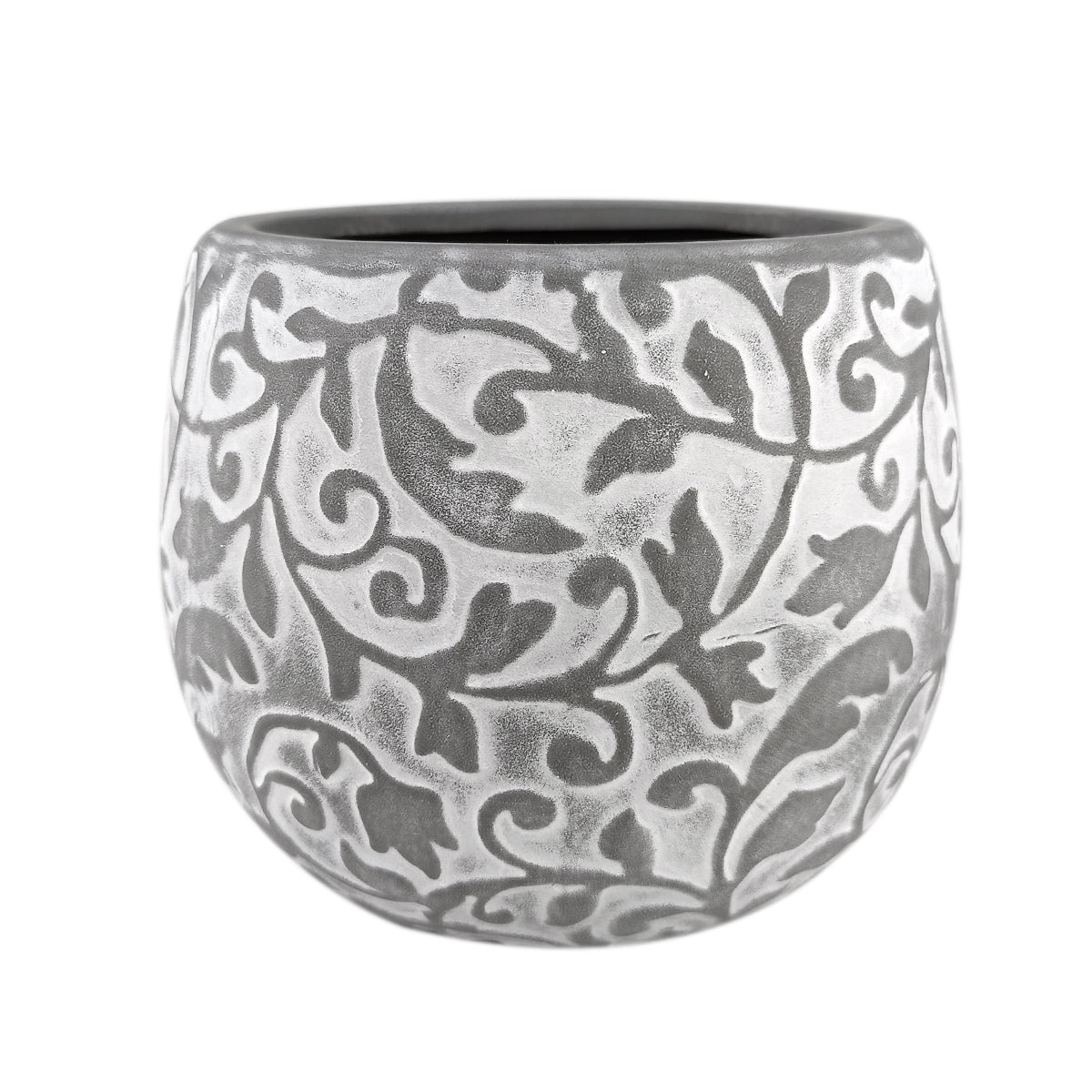 6 inch Hayden Ceramic Planter, Carved Pattern Planter, Ceramic Planter, Large Ceramic Pot