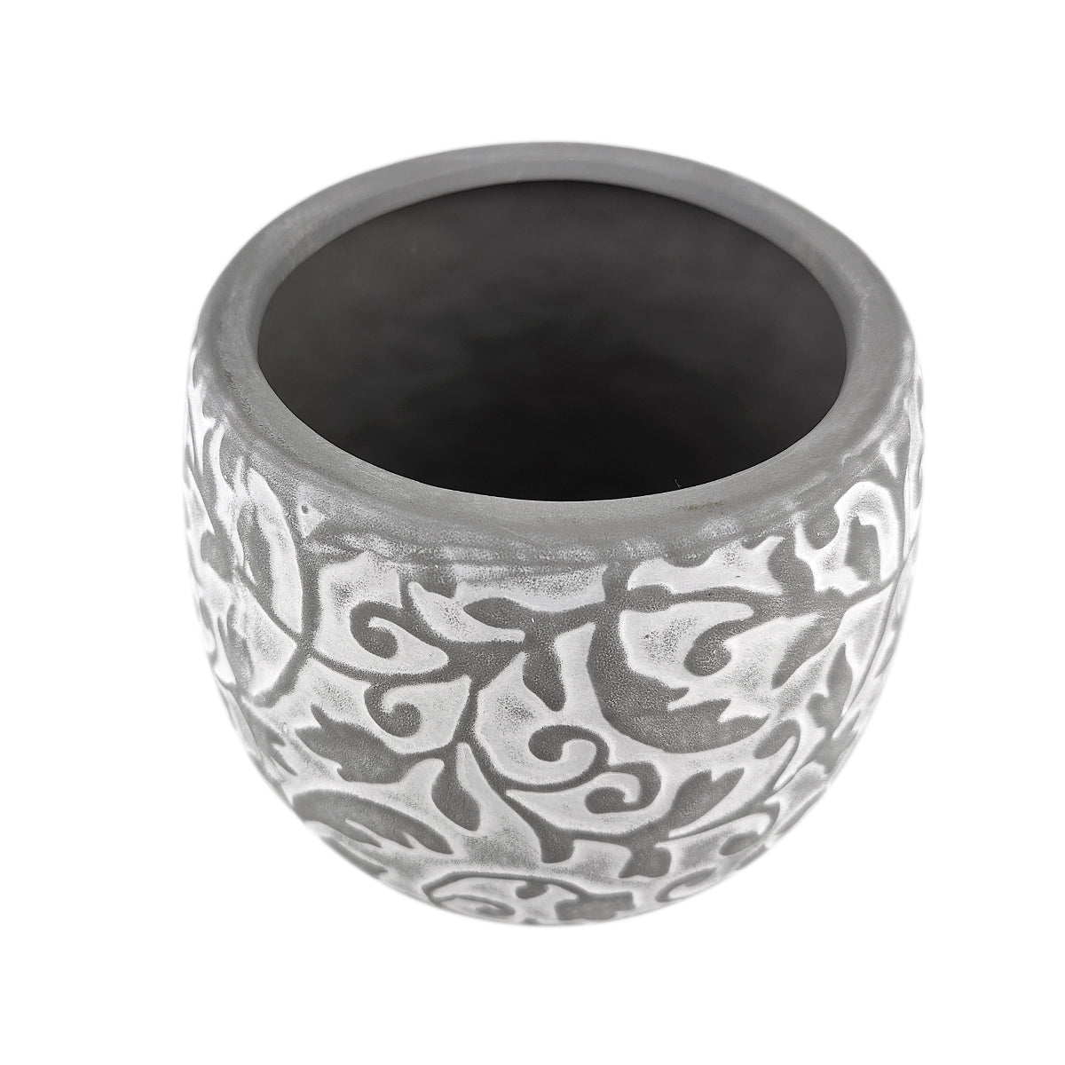 6 inch Hayden Ceramic Planter, Carved Pattern Planter, Ceramic Planter, 6 inch Planter for Large Houseplants