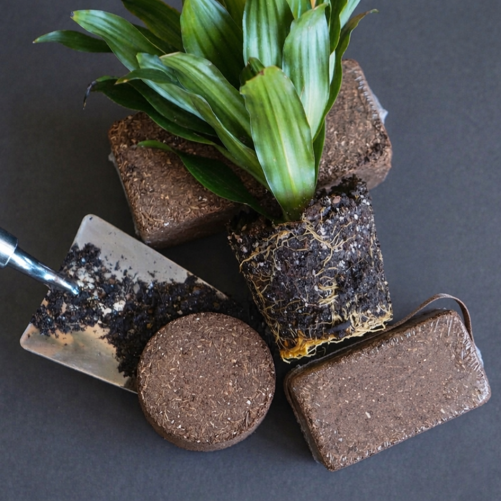 Potting soil puck for sale, expandable houseplant potting soil puck and brick, compressed indoor potting mix puck and brick, indoor houseplant soil puck and brick easy repotting mix