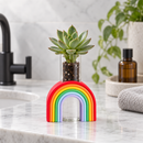 sleek Rainbow Flower Vase for sale, hand finished rainbow arch vase, propagate plant clippings, unique gardening gift