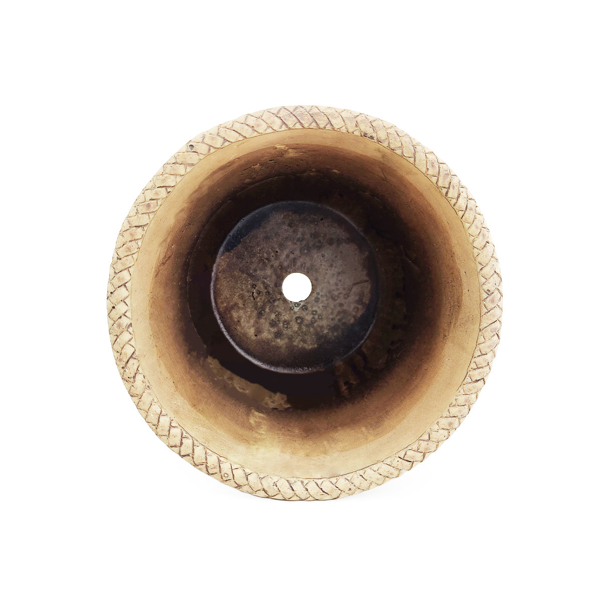 6 inch planter, round planter for sale, cement planter, cement plant pot, basket design planter, 6 inch pot for indoor houseplant, hand-crafted planter, planter for home and office decor