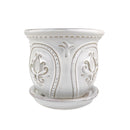 ceramic planter, classic pattern planter, white ceramic planter, 6 inch ceramic planter, classic ornate ceramic planter, houseplant pot, white ceramic embossed pattern planter