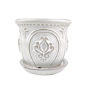 ceramic planter, classic pattern planter, white ceramic planter, 6 inch ceramic planter, classic ornate ceramic planter, houseplant pot, white ceramic embossed pattern planter
