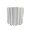5&quot; Vertical Ridge Pattern Round Ceramic Flower Pot for Home Office Decor, 5&quot; White Vertical Stripes Ceramic Cylinder Houseplant Pot, Decorative Ceramic Flower Pot 5 inch Size, 5 inch Glazed Ceramic Planter with Drainage Hole for Succulent and Houseplant