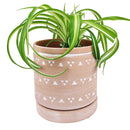 Ceramic Pot with Coaster for Succulent and Houseplant, Ceramic Pottery Succulent Planter for Sale, 6&quot; Decorative Triangle Geometric Ceramic Planter with Attached Saucer, 6&quot; Triangle Pattern Flower Pot with Drainage Hole