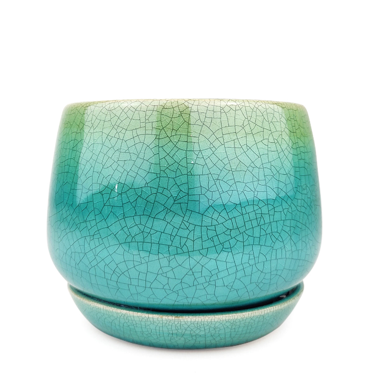 turquoise succulent planter 6 inch Blue Geo Ceramic Planter with Drainage Hole & Saucer for Sale
