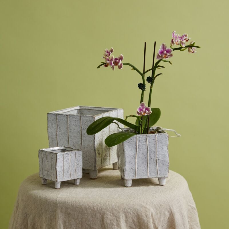 3 inch Square Speckled Footed Pot for sale, Decorative Ceramic Pot 