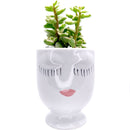 Hand-painted Pretty Lady Face Pot for sale, 4 inch pot for cactus and succulent plant, unique Artistic Lady Face Pots, modern home decor ideas, small ceramic pot for succulent, succulent gift ideas for women