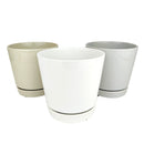 pot pack, pots in white, gray, and oatmeal color, modern pot for houseplants and succulents, minimalist pot with drainage hole and saucer