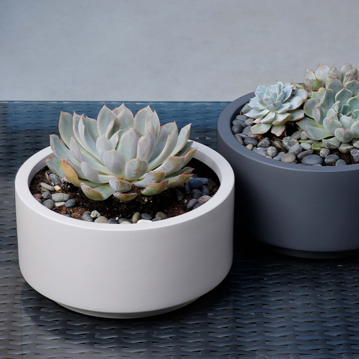 pot for succulents, pot for home office decoration, fiberstone pot, ceramic pot, pot for indoor plant, 9.75 inch Gray Cream Fiberstone Ceramic Pot