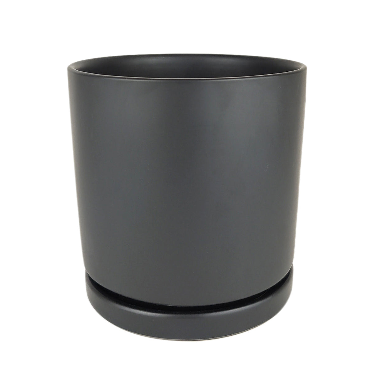 10 inch planter with drainage and saucer 6 inch Black Porcelain Cylinder Pot with Saucer | Pot for Houseplants