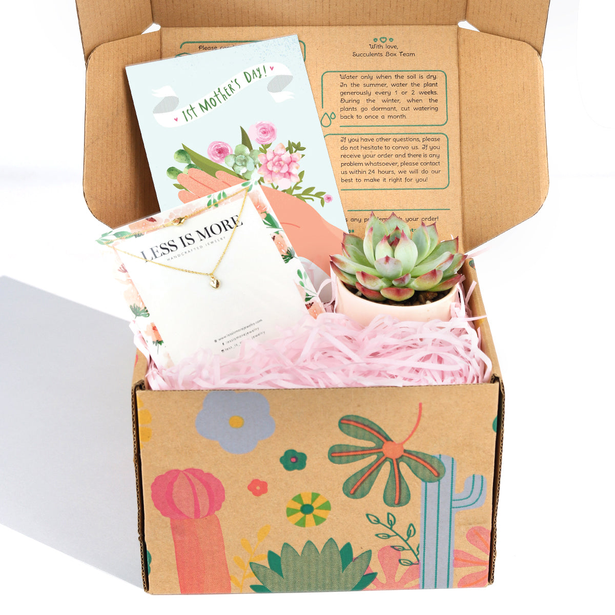 mother&#39;s day gift box, gift box ideas for mother&#39;s day, succulents gift box, gift box with jewelry for mom, gift box with greeting card, cute gift box for mother&#39;s day, succulent gift for mother&#39;s day 2025