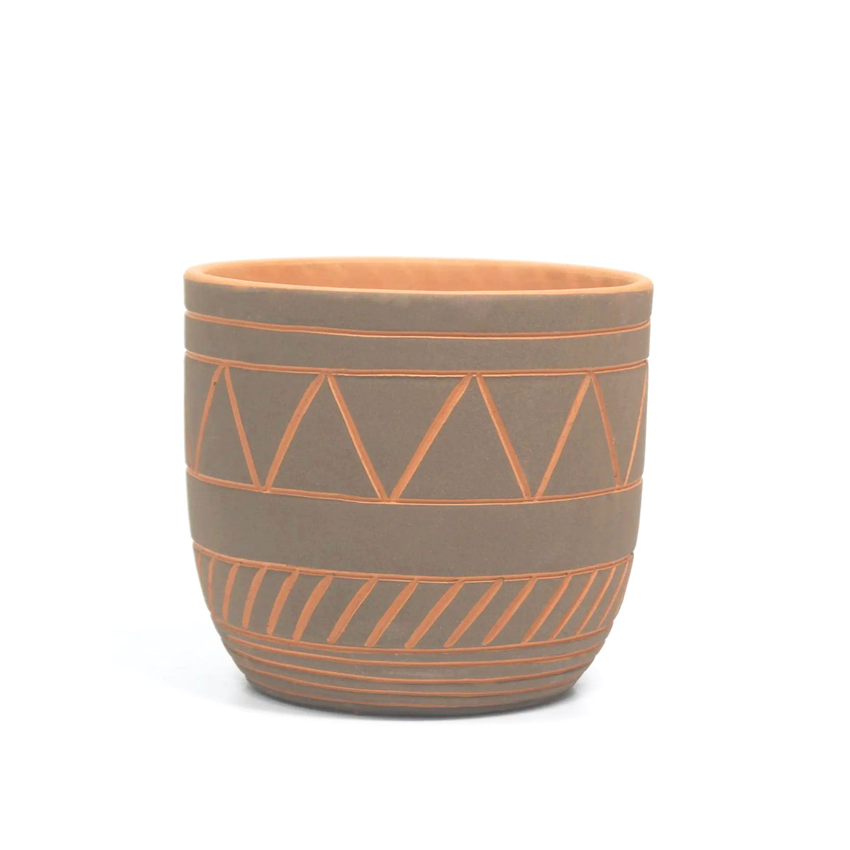 5.5 inch Black-Clay Color Geometric Pattern Pot for sale, Decorative Pot for houseplants, Buy large planter for houseplants online