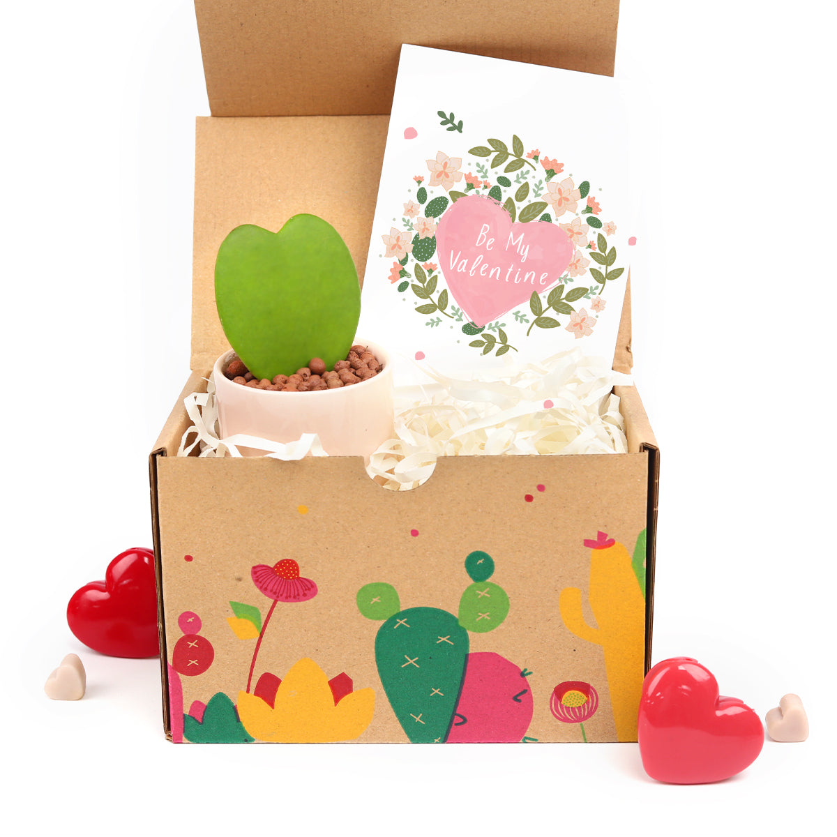 Valentines Gift Box - Heart Shaped Succulent & Soap - V-Day Gift Ideas Milky White Heart Shaped Soap by Succulents Box