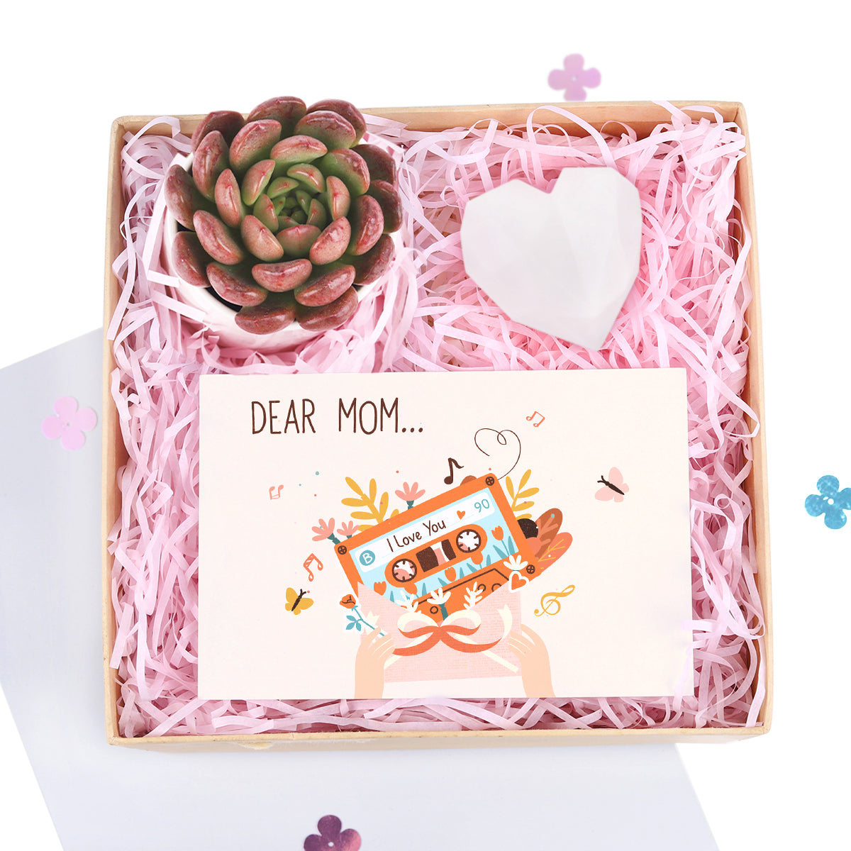 Mother&#39;s Day Gift Box, Gift Ideas for Mother&#39;s Day, Gift for Mom, Gift Ideas for Mother&#39;s Day 2025, Plant Gift Box, Gift Box with Greeting Card, Heart-Shaped Soap as Gift, lovely gift box for mom&#39;s speical day, succulent gift box