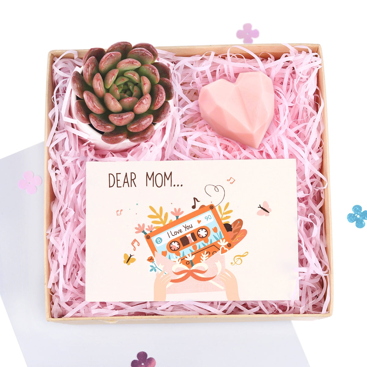 Mother&#39;s Day Gift Box, Gift Ideas for Mother&#39;s Day, Gift for Mom, Gift Ideas for Mother&#39;s Day 2025, Plant Gift Box, Gift Box with Greeting Card, Heart-Shaped Soap as Gift, lovely gift box for mom&#39;s speical day, succulent plant gift box