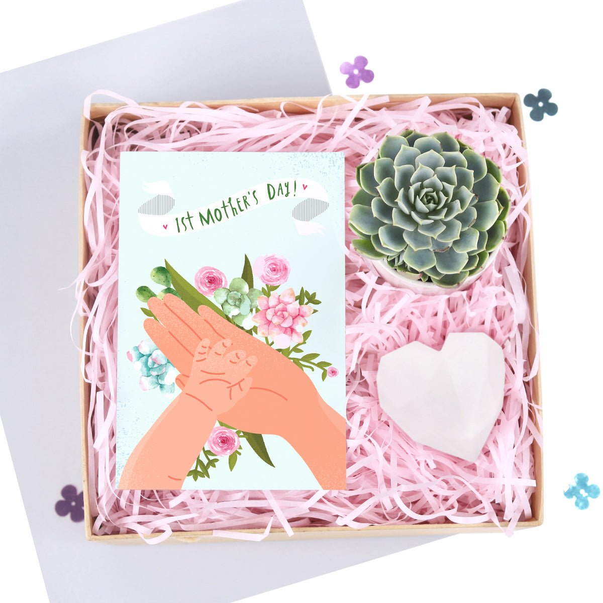 Mother&#39;s Day Gift Box, Gift Ideas for Mother&#39;s Day, Gift for Mom, Gift Ideas for Mother&#39;s Day 2025, Plant Gift Box, Gift Box with Greeting Card, Heart-Shaped Soap as Gift, lovely gift box for mom&#39;s speical day, first mother&#39;s day gift box