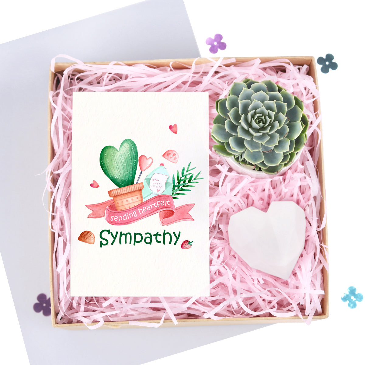 heartfelt gift box, gift box for girlfriend, lovely gift box, succulent gift box, gift box with greeting card, surprise gift box, sympathy gift box, heart-shaped soap as gift, gift box for special occasions 2025