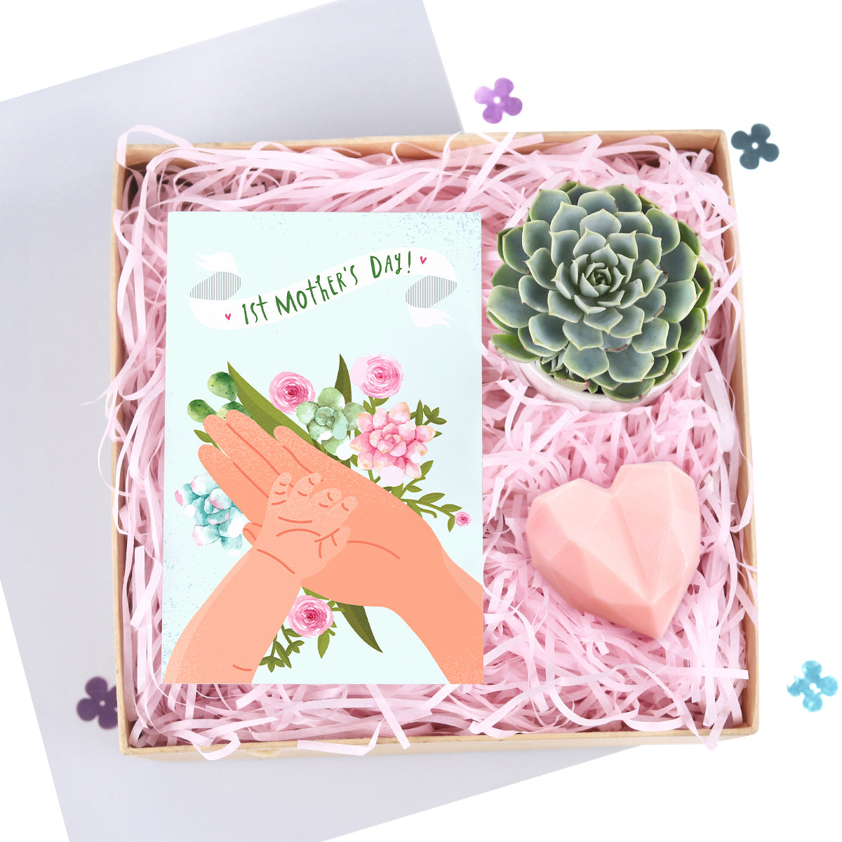 Mother&#39;s Day Gift Box, Gift Ideas for Mother&#39;s Day, Gift for Mom, Gift Ideas for Mother&#39;s Day 2025, Plant Gift Box, Gift Box with Greeting Card, Heart-Shaped Soap as Gift, lovely gift box for mom&#39;s speical day, gift box for new mom