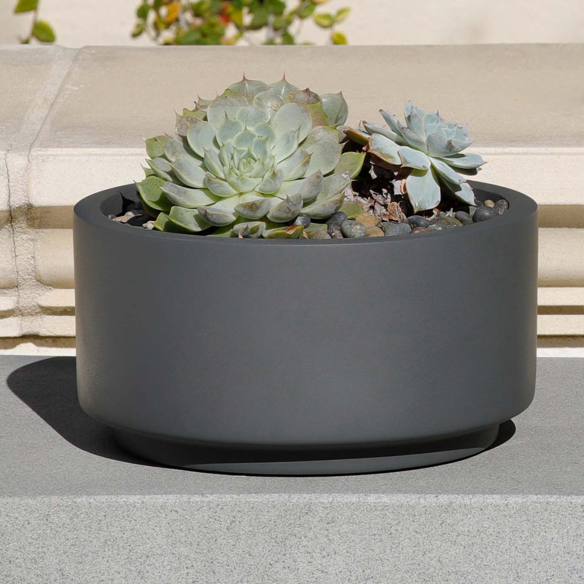 8.75 inch Charcoal Fiberstone Ceramic Pot, pot for succulent, pot for indoor plant, fiberstone pot, ceramic pot, large black pot