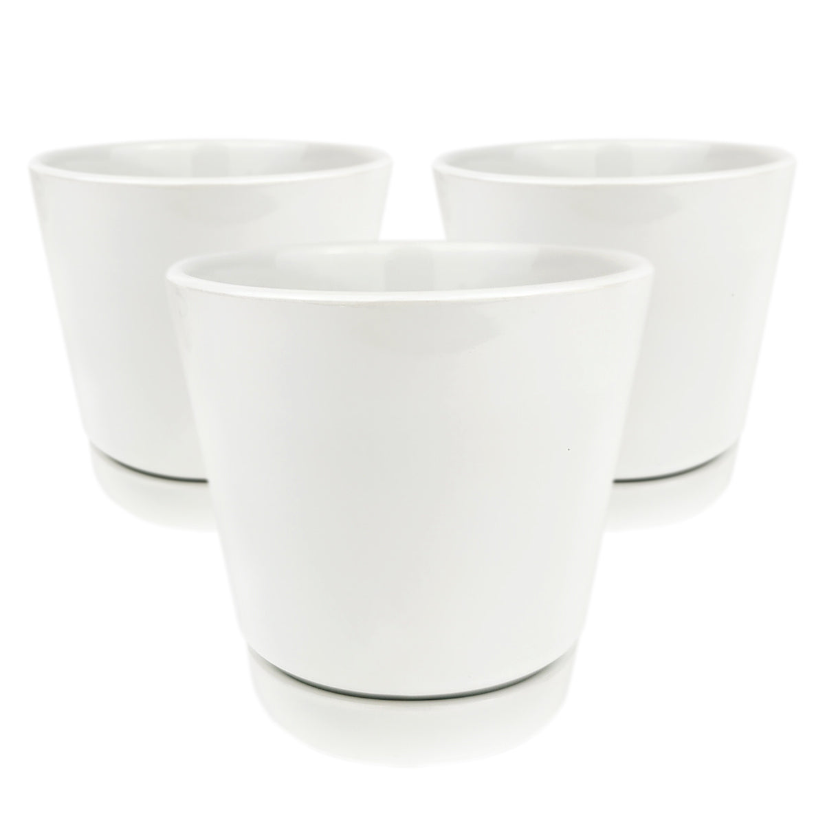 Pack of 3 6 inch White Minimalist Pot with Saucer for sale, Pack minimalist pot with saucer for sale, minimalist pot with drainage hole for sale