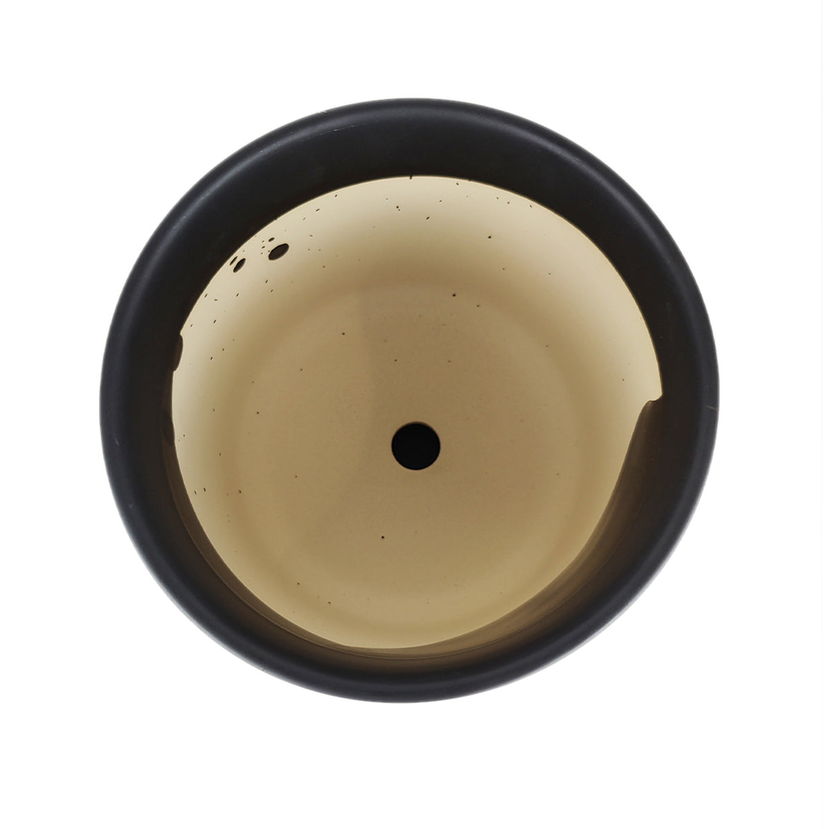 Black porcelain cylinder pot for houseplant, 6 inch modern pot, minimalist pot with saucer and drainage hole