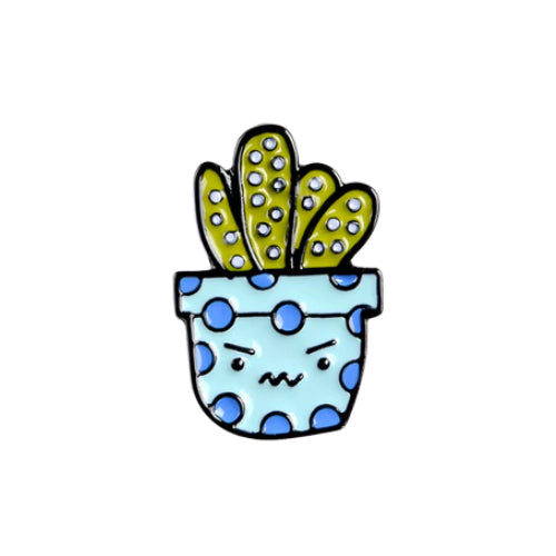 Funny Cartoon Potted Succulents Pin for sale, Cactus in a Pot Pin Badge, Succulent Gift Ideas
