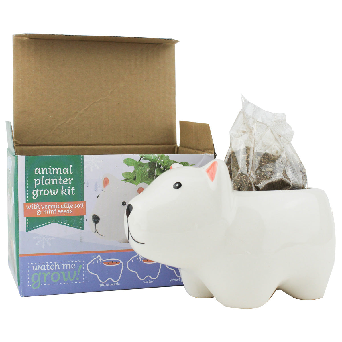 Ceramic Polar Bear Pot for sale, Cute Ceramic Succulent Pot, Polar Bear Planter Decor, Craft Supplies, Succulent Gift Ideas, Polar Bear Succulent Pot, Polar Bears Pot with seeding growing kits