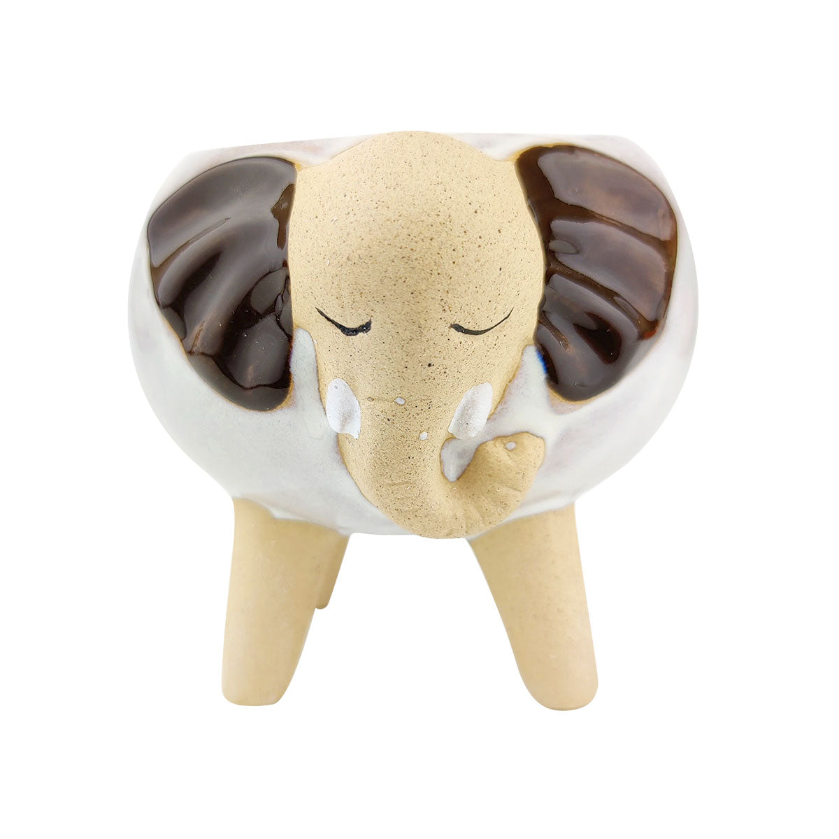 Ceramic Brown Ear Elephant Pot, Ceramic Brown Ear Elephant Pot for sale, Small Succulent and Cactus Pot, Elegant Animal Desk Decor, Home Decor Office Decor, Cute Brown Ear Elephant Pot succulent planter pot, succulent gift ideas