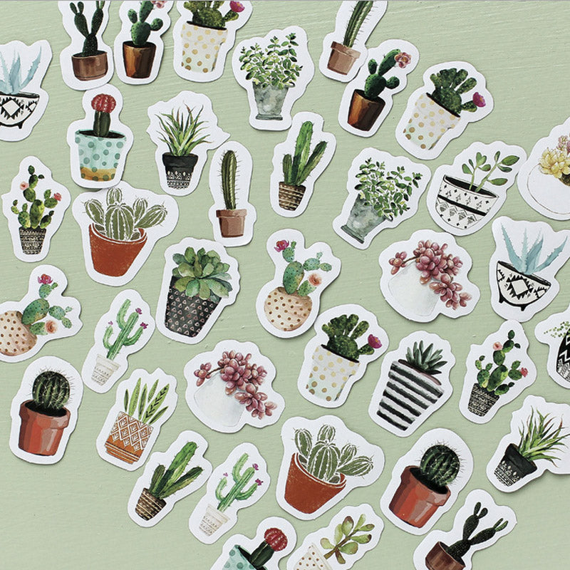 Potted Succulent Stickers Set 45 Pieces for sale, Watercolor Stickers Planner Gift for Friend, Journal Stickers Planner Accessories