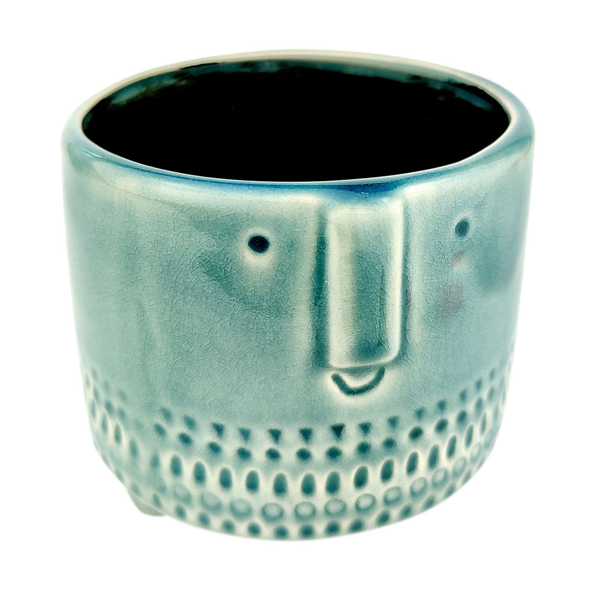 Crackled Glazed Gray Pot for sale, Minimalism Design Ceramic Pots for succulent plant, Medium ceramic succulent pot, Home decor Office decor, Round ceramic pot, Face ceramic pot for sale