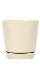 4 inch oatmeal pot for sale, ceramic pot with saucer, pot with saucer and drainage hole for plant