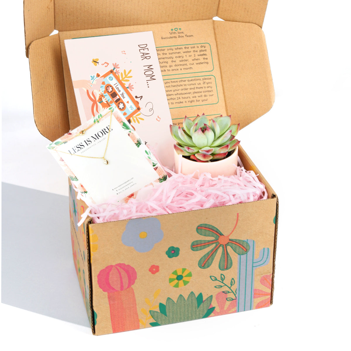 mother&#39;s day gift box, gift box ideas for mother&#39;s day, succulents gift box, gift box with jewelry for mom, gift box with greeting card, cute gift box for mother&#39;s day, rosette succulent gift for mother&#39;s day 2025