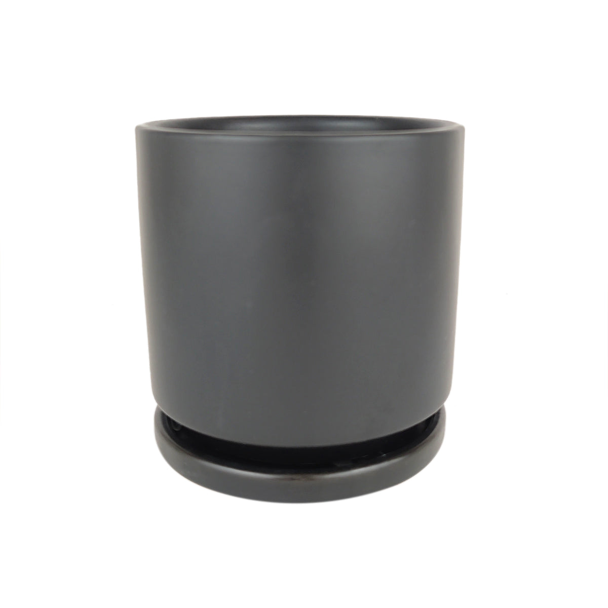 black ceramic plant saucer 4 inch Black Porcelain Cylinder Pot with Saucer | Pot for Houseplants
