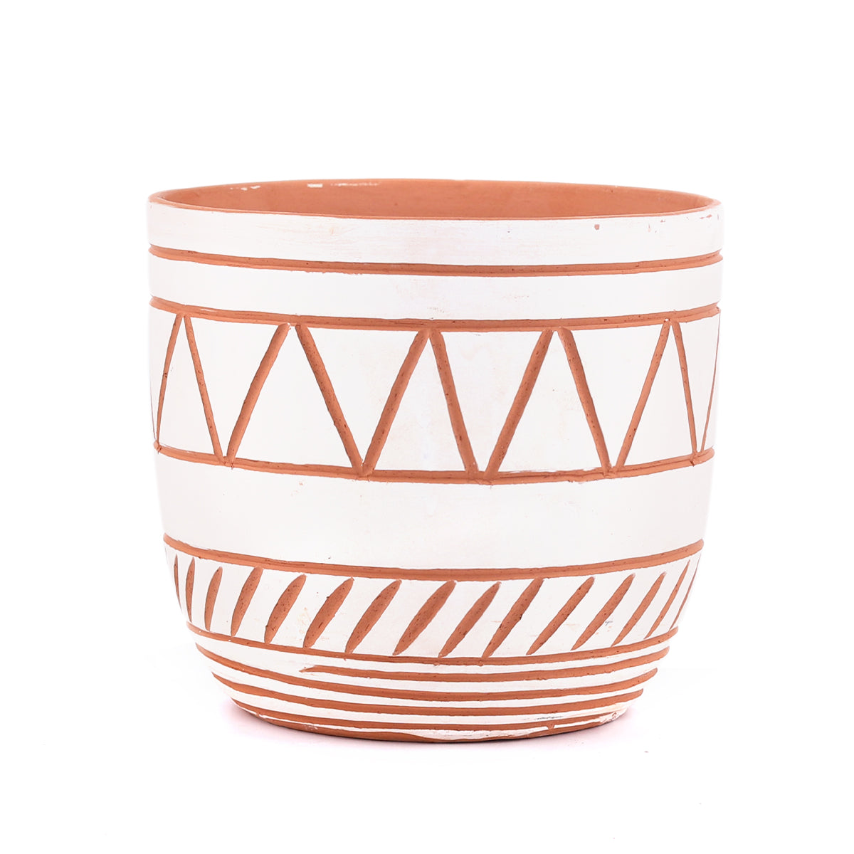 Geometric Pattern Pot Planter for sale online, Medium terracotta clay pot for succulent cactus flower, Planter pot gift ideas