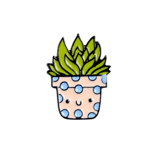 Funny Cartoon Potted Succulents Pin for sale, Cactus in a Pot Pin Badge, Succulent Gift Ideas
