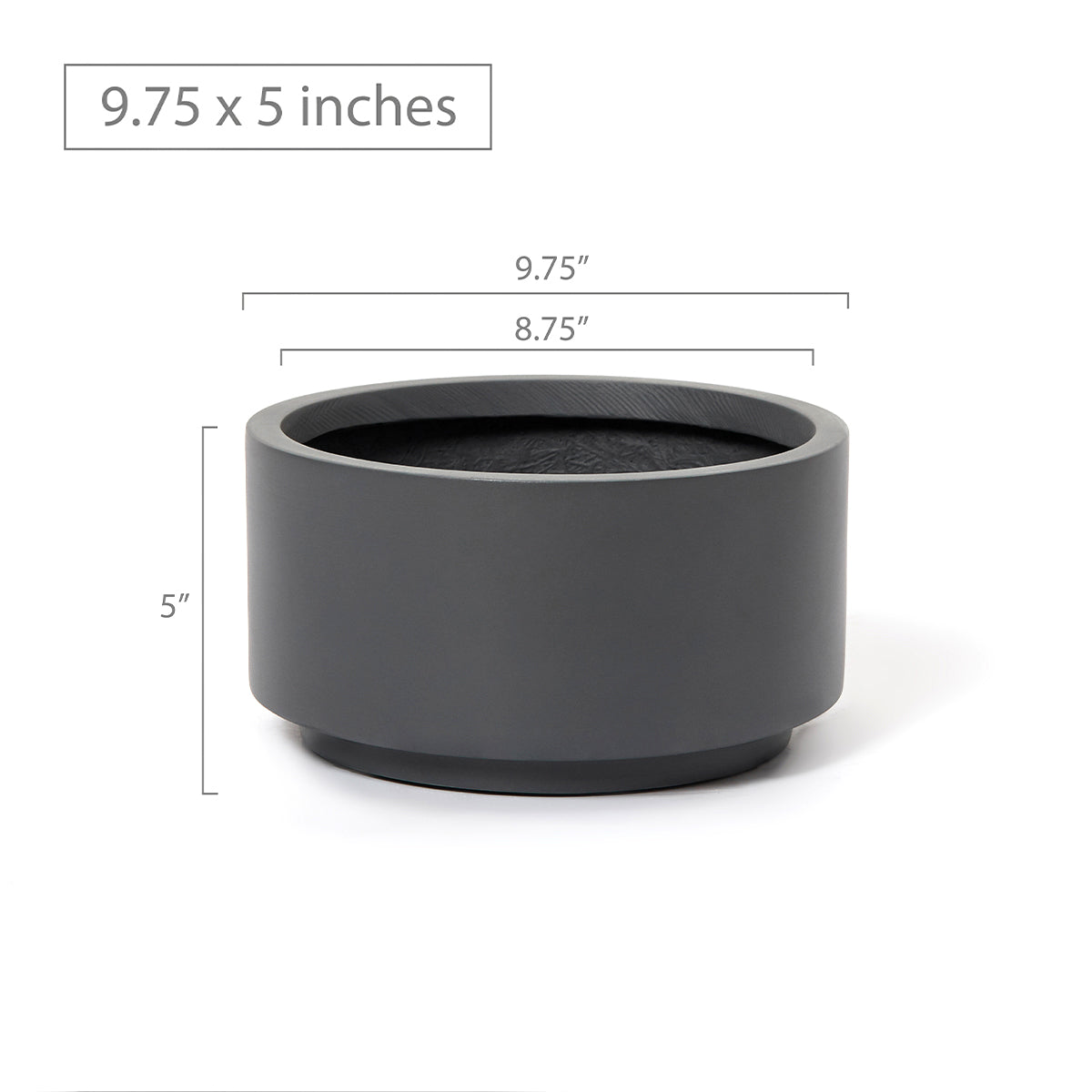 8.75 inch Charcoal Fiberstone Ceramic Pot, large black pot, fiberstone pot, ceramic pot, what is fiberstone pot