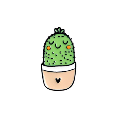 Funny Cartoon Potted Succulents Pin for sale, Cactus in a Pot Pin Badge, Succulent Gift Ideas