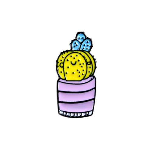 Funny Cartoon Potted Succulents Pin for sale, Cactus in a Pot Pin Badge, Succulent Gift Ideas