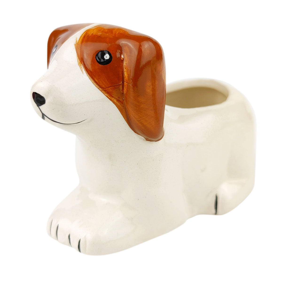 Brown and White Dog Pot