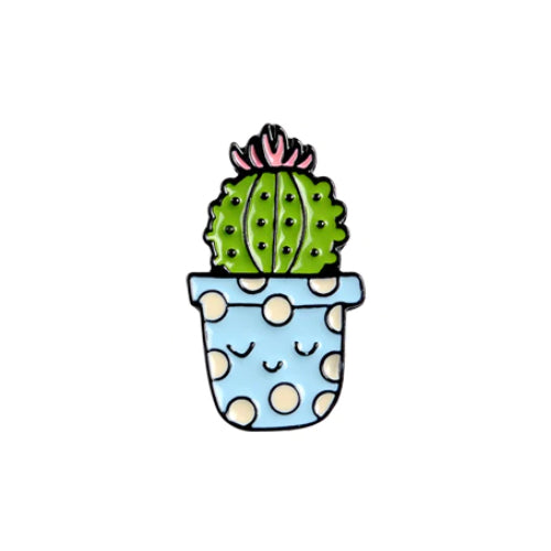 Funny Cartoon Potted Succulents Pin for sale, Cactus in a Pot Pin Badge, Succulent Gift Ideas