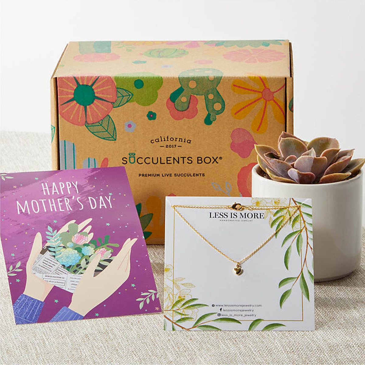 mother&#39;s day gift box, gift box ideas for mother&#39;s day, succulents gift box, gift box with jewelry for mom, gift box with greeting card, cute gift box for mother&#39;s day, mother&#39;s day gift box 2023 2025