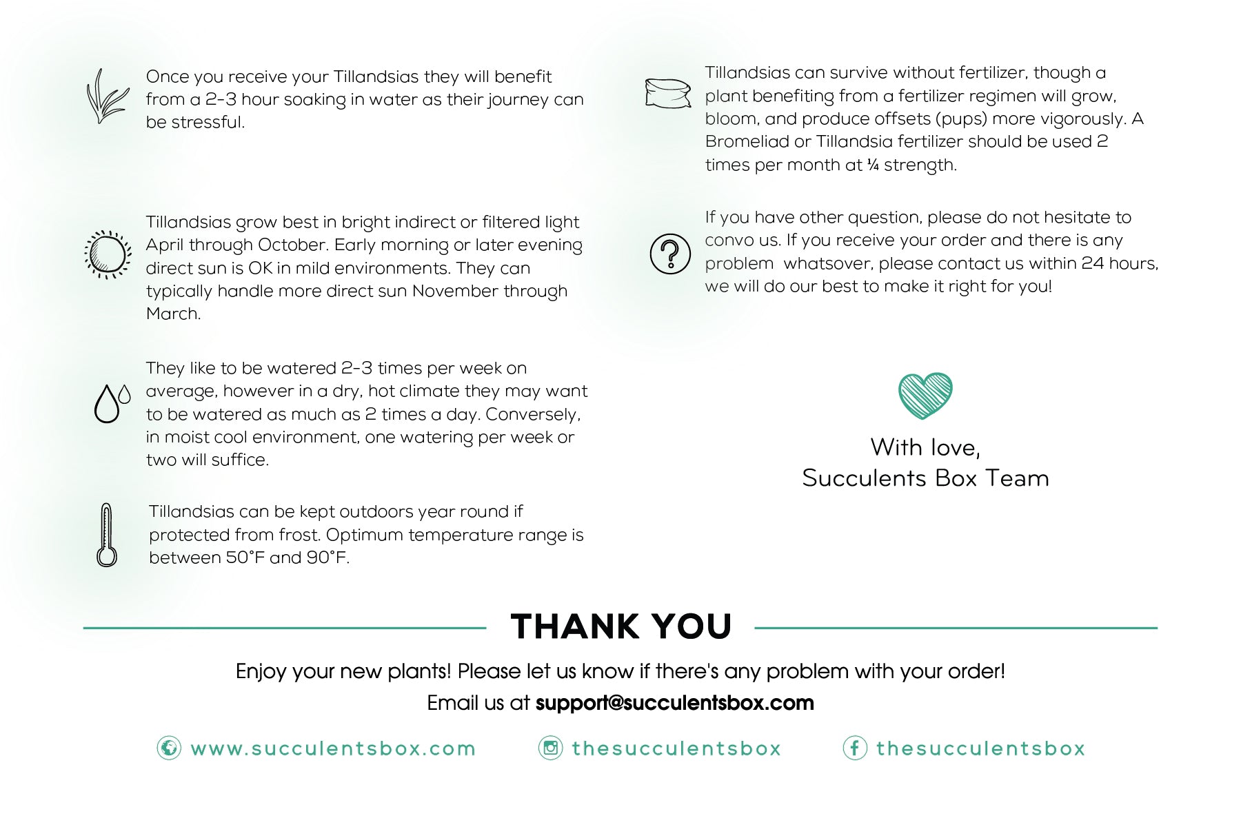 air plant care instructions printable Airplant Care Card | How to care for Tillandsia Air Plants | Air Plants Care Guide