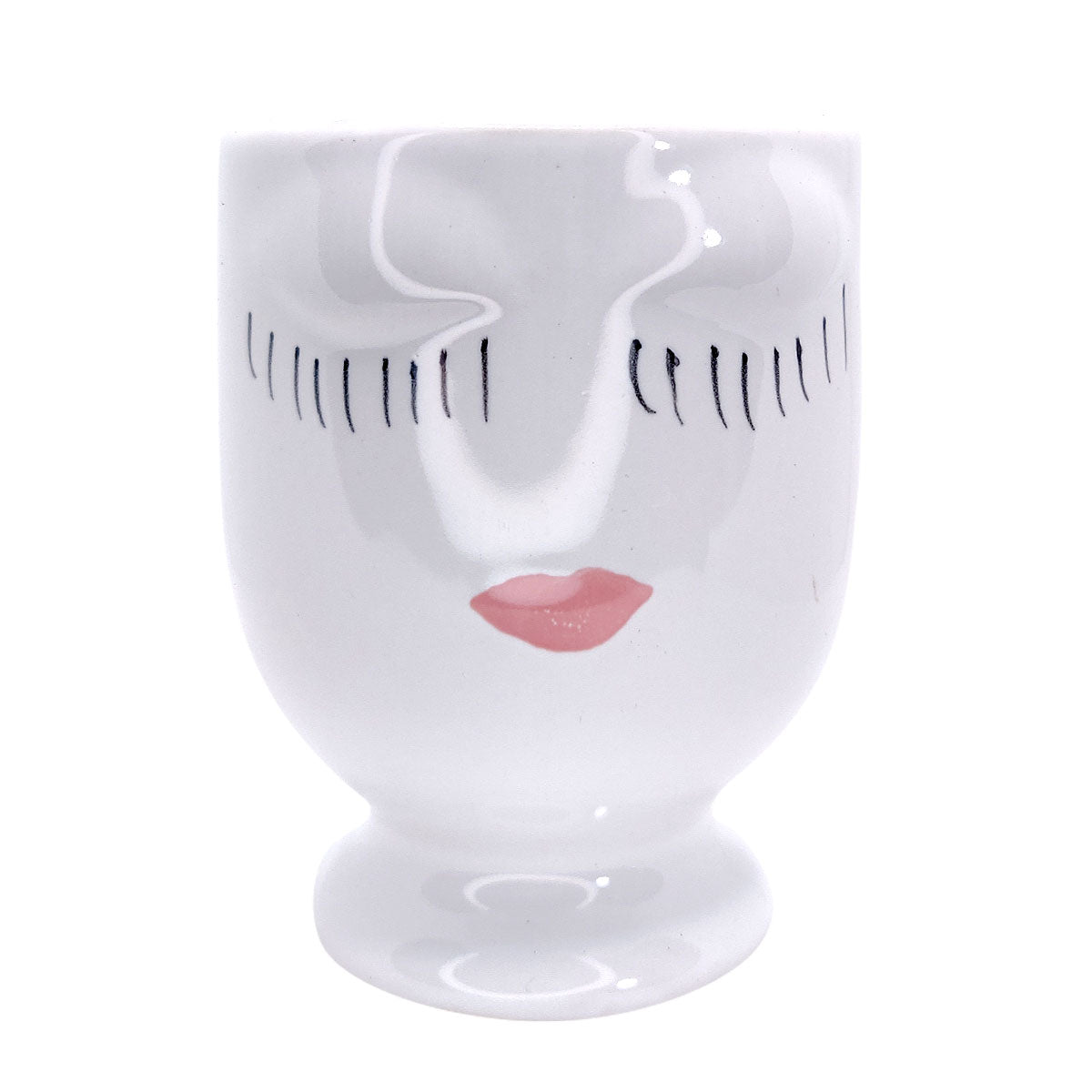 Hand-painted Pretty Lady Face Pot for sale, 4 inch pot for cactus and succulent plant, unique Artistic Lady Face Pots, modern home decor ideas, small ceramic pot for succulent, succulent gift ideas for women