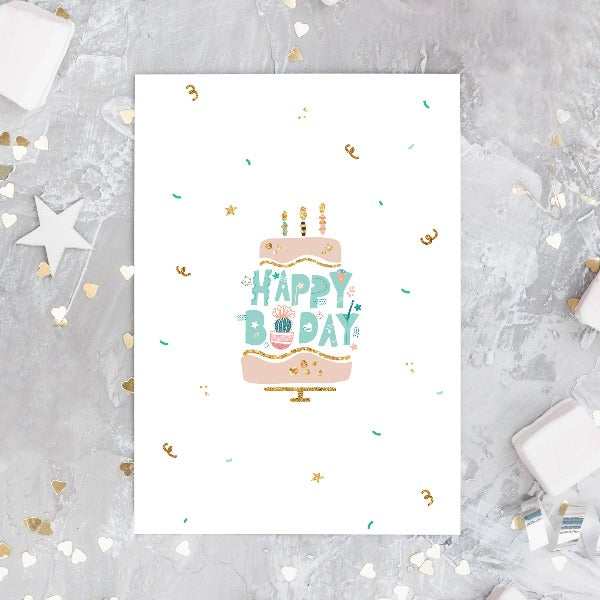 Succulent Happy Birthday Card for sale, Cactus Birthday Greeting Card, Succulents Greeting Card, Succulents Gift Ideas