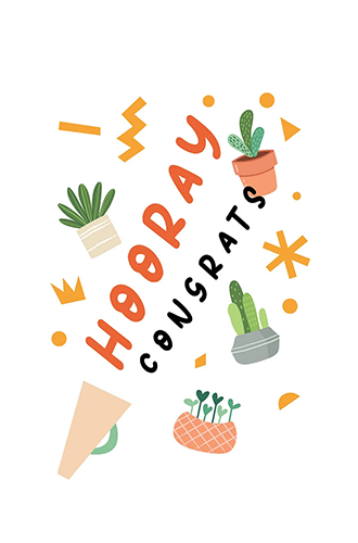 Hooray Card for sale, Succulent congratulation Card for sale, Cactus Greeting Card, Succulents Greeting Card, Succulents Gift Ideas