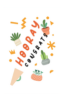 Hooray Card for sale, Succulent congratulation Card for sale, Cactus Greeting Card, Succulents Greeting Card, Succulents Gift Ideas