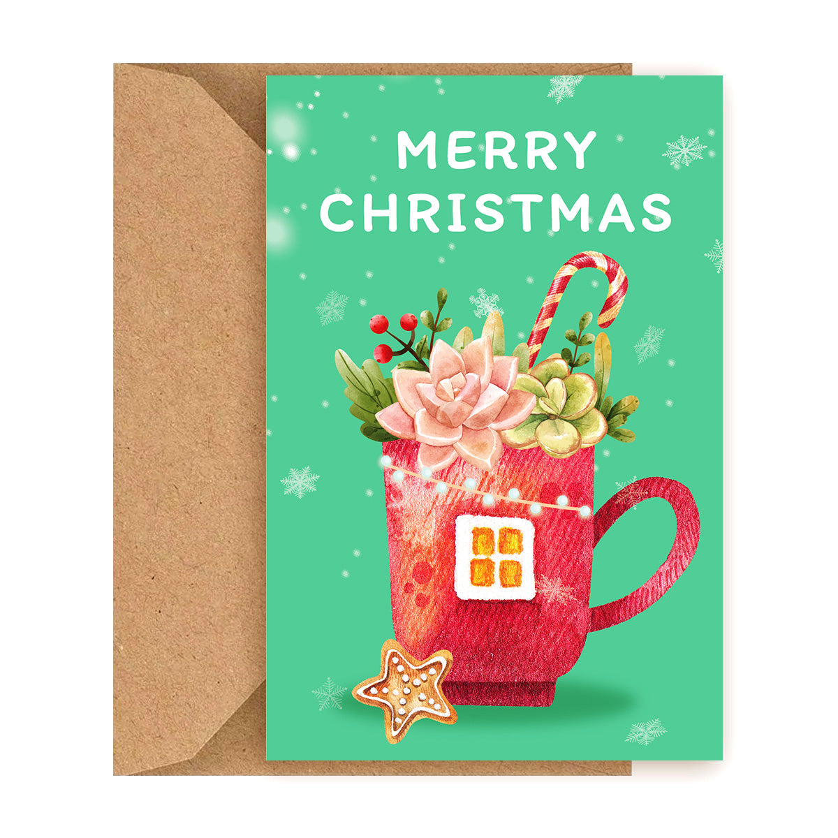 Merry Christmas card, Greeting card, Cards for Christmas, Christmas season gift ideas, Succulent Card, Succulent Christmas Card